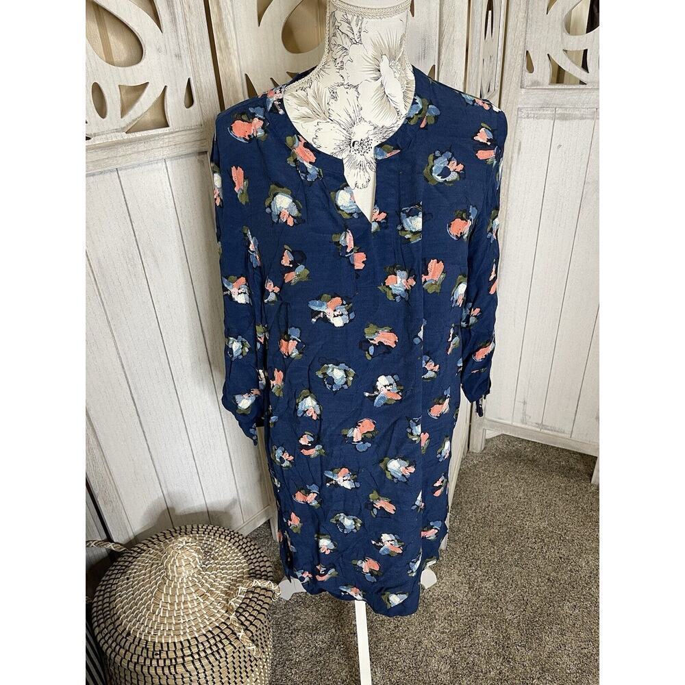 Hanna Anderson Love Hanna Dress Womens Size Medium Blue Floral Tunic